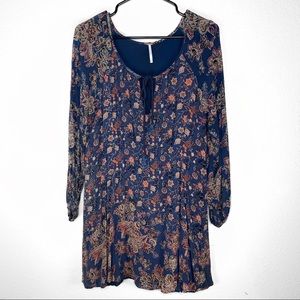 {Free People} Navy Floral Tunic Dress